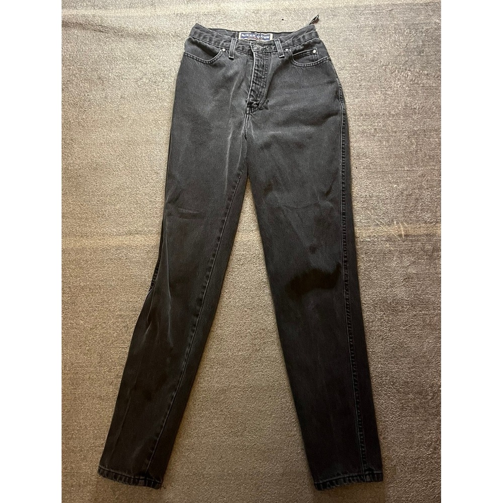 Vintage Harley Davidson Biker Blues Jeans Black High Waist Straight Leg USA 6